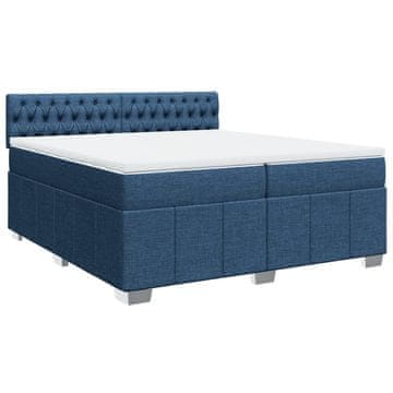 Vidaxl Box spring postelja z vzmetnico modra 200x200 cm blago