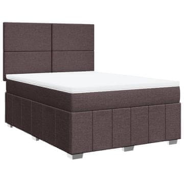 Vidaxl Box spring postelja z vzmetnico temno rjava 140x200 cm blago