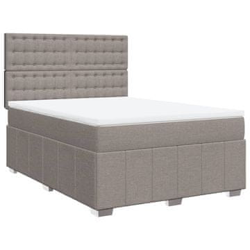 Vidaxl Box spring postelja z vzmetnico taupe 140x200 cm blago
