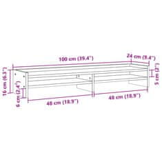 Vidaxl Stojalo za monitor dimljeni hrast 100x24x16 cm inženirski les