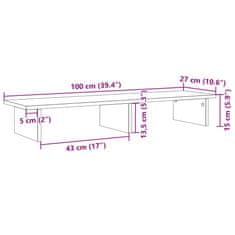 Vidaxl Stojalo za zaslon siva sonoma 100x27x15 cm inženirski les