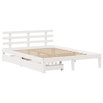 Vidaxl Posteljni okvir s predali bel 120x200 cm trdna borovina