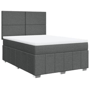 Vidaxl Box spring posteljni z vzmetnico temno siv 140x190 cm blago