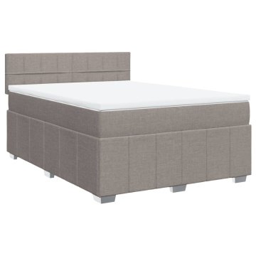 Vidaxl Box spring postelja z vzmetnico taupe 160x200 cm blago