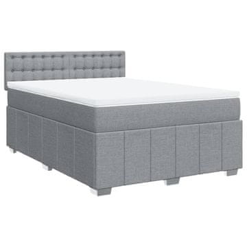 Vidaxl Box spring postelja z vzmetnico svetlo siva 140x200 cm blago