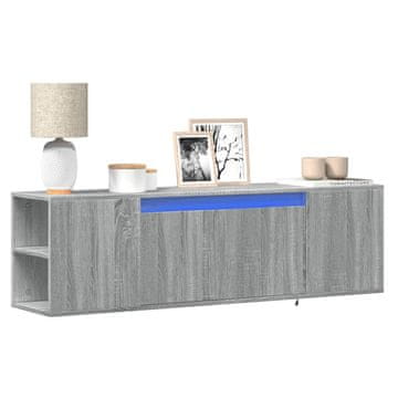 Vidaxl vidaXL Stenska TV omarica z LED osvetlitvijo, siva, hrast sonoma, 135x31x39,5 cm