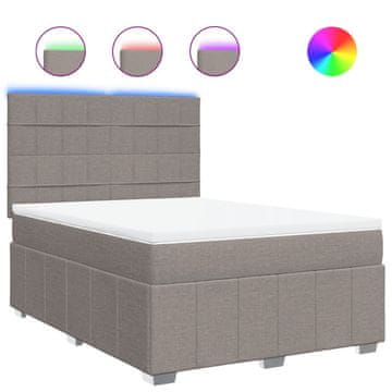 Vidaxl Box spring postelja z vzmetnico taupe 140x200 cm blago