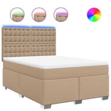 Vidaxl Box spring postelja z vzmetnico kapučino 140x200cm umetno usnje