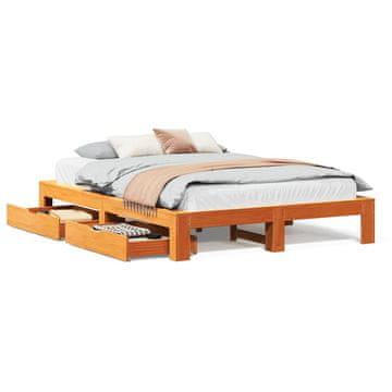 Vidaxl Posteljni okvir brez vzmetnice voščeno rjav 160x200 cm borovina