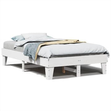 Vidaxl Posteljni okvir brez vzmetnice bel 135x190 cm trdna borovina