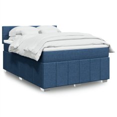 Vidaxl Box spring postelja z vzmetnico modra 140x190 cm blago
