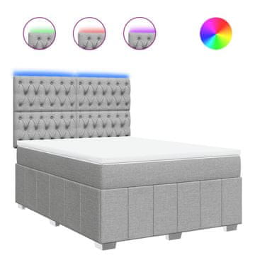 Vidaxl Box spring postelja z vzmetnico svetlo siva 140x200 cm blago