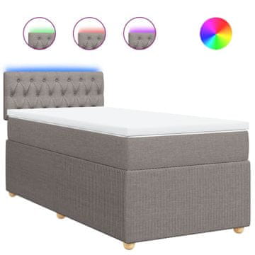 Vidaxl Box spring postelja z vzmetnico taupe 90x190 cm blago