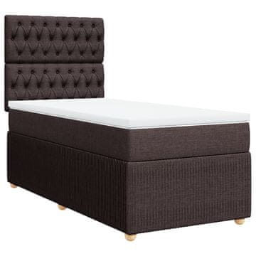 Vidaxl Box spring postelja z vzmetnico temno rjav 90x190 cm blago