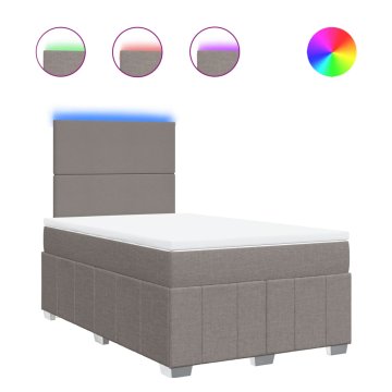 Vidaxl Box spring postelja z vzmetnico taupe 120x190 cm blago