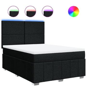Vidaxl Box spring posteljni z vzmetnico črn 140x190 cm blago