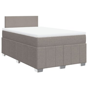 Vidaxl Box spring postelja z vzmetnico taupe 120x200 cm blago
