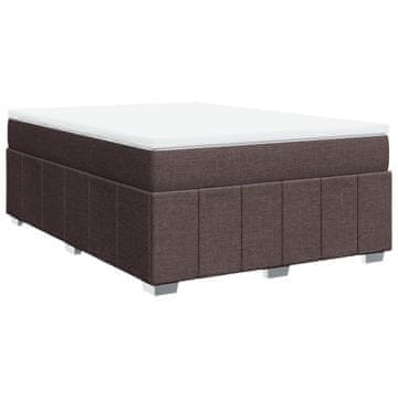 Vidaxl Box spring postelja z vzmetnico temno rjava 140x200 cm blago