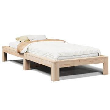 Vidaxl Posteljni okvir brez vzmetnice 75x190 cm trdna borovina