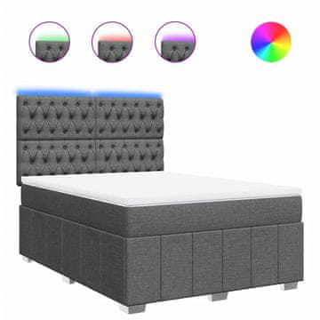Vidaxl Box spring posteljni z vzmetnico temno siv 140x190 cm blago