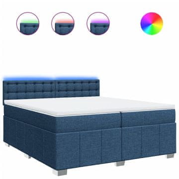 Vidaxl Box spring postelja z vzmetnico modra 200x200 cm blago