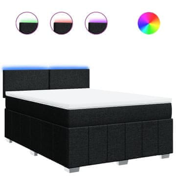 Vidaxl Box spring posteljni z vzmetnico črn 140x190 cm blago