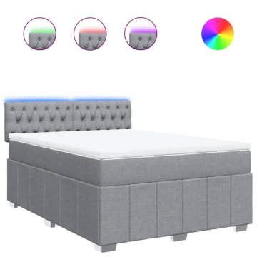 Vidaxl Box spring posteljni z vzmetnico svetlo siv 140x190 cm blago
