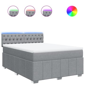 Vidaxl Box spring postelja z vzmetnico svetlo siva 140x200 cm blago