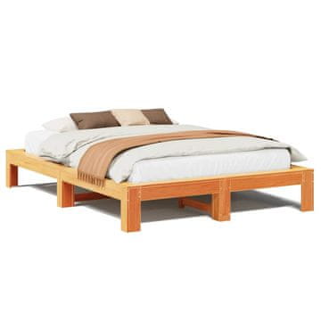 Vidaxl Posteljni okvir brez vzmetnice voščeno rjav 160x200 cm borovina