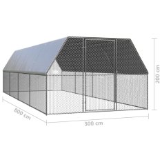 Vidaxl Kokošnjak 3x8x2 m pocinkano jeklo
