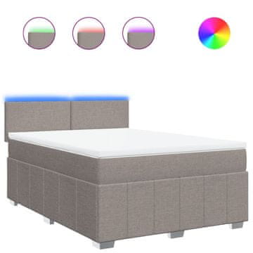 Vidaxl Box spring postelja z vzmetnico taupe 140x190 cm blago