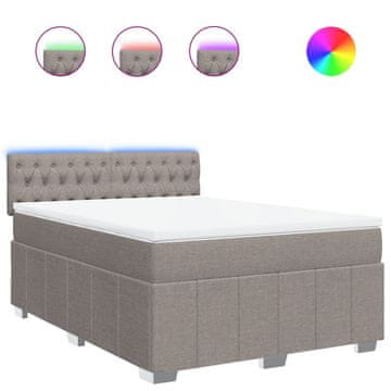 Vidaxl Box spring postelja z vzmetnico taupe 140x190 cm blago