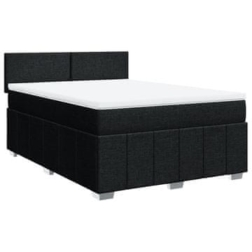 Vidaxl Box spring postelja z vzmetnico črna 160x200 cm blago