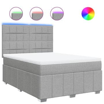Vidaxl Box spring posteljni z vzmetnico svetlo siv 140x190 cm blago