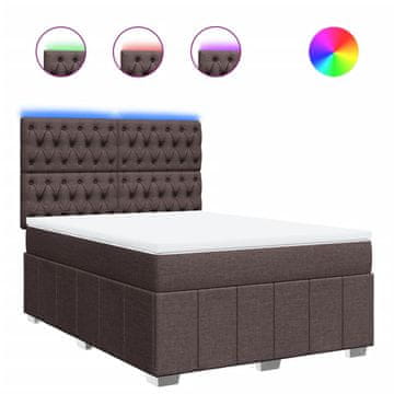 Vidaxl Box spring postelja z vzmetnico temno rjava 140x200 cm blago
