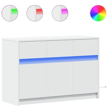 Vidaxl TV omarica z LED bela 91x34x61 cm inženirski les