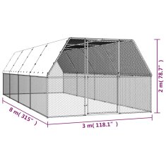 Vidaxl Kokošnjak 3x8x2 m pocinkano jeklo