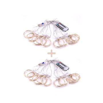 Netscroll 2x Svetlobna zavesa s 300 barvnimi LED lučkami, 8 načinov utripanja, daljinec, vodoodporna za zunanjo in notranjo uporabo, za zabave, ColorfulCurtain