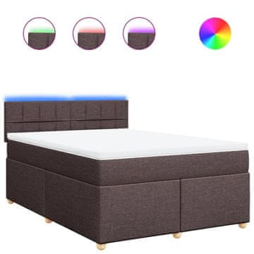 Vidaxl Box spring postelja z vzmetnico temno rjava 140x200 cm blago