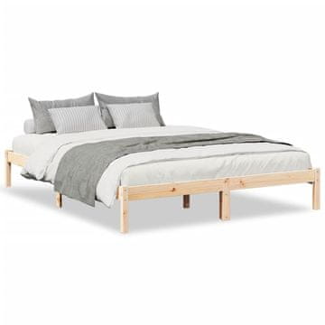 Vidaxl Daljši posteljni okvir brez vzmetnice 140x210 cm trdna borovina