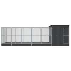 Vidaxl Voliera s podaljškom srebrna 704x303x216 cm jeklo