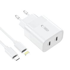 Tech-protect TECH-PROTECT C20W 2-PORTNI OMREŽNI POLNILEC PD20W + KABEL TYPE-C BEL