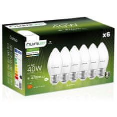 LUMILED 6x LED žarnica E27 B35 5W = 40W 470lm 4000K Nevtralno bela 180°