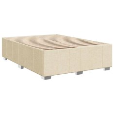 Vidaxl Box spring postelja z vzmetnico krem 160x200 cm blago
