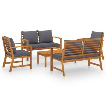 Vidaxl Vrtna sedežna garnitura z blazinami 5-delna trden akacijev les