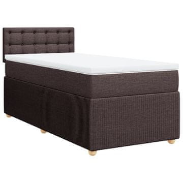 Vidaxl Box spring postelja z vzmetnico temno rjava 100x200 cm blago