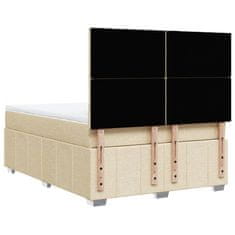 Vidaxl Box spring postelja z vzmetnico krem 160x200 cm blago