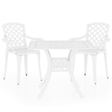 Vidaxl Bistro garnitura 3-delna liti aluminij bela