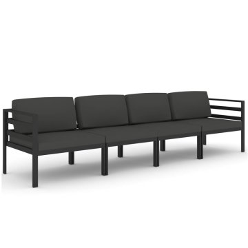 Vidaxl Vrtna sedežna garnitura 4-delna z blazinami aluminij antracit