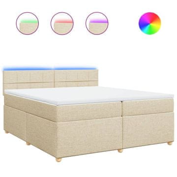 Vidaxl Box spring postelja z vzmetnico krem 200x200 cm blago